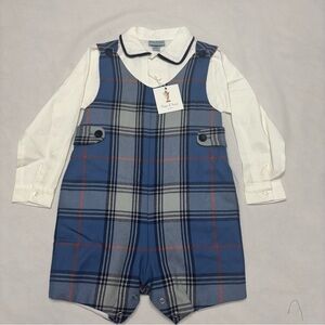 Papo d'Anjo Blue and Gray Plaid Jumper Size 4
